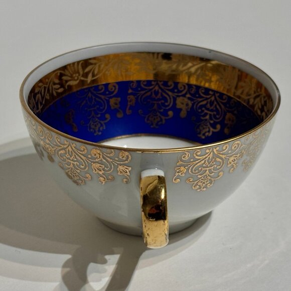 Porzellanmalerei Parbus Bavaria Cobalt Blue 22K Gold Porcelain Demitasse Cup - Picture 6 of 15